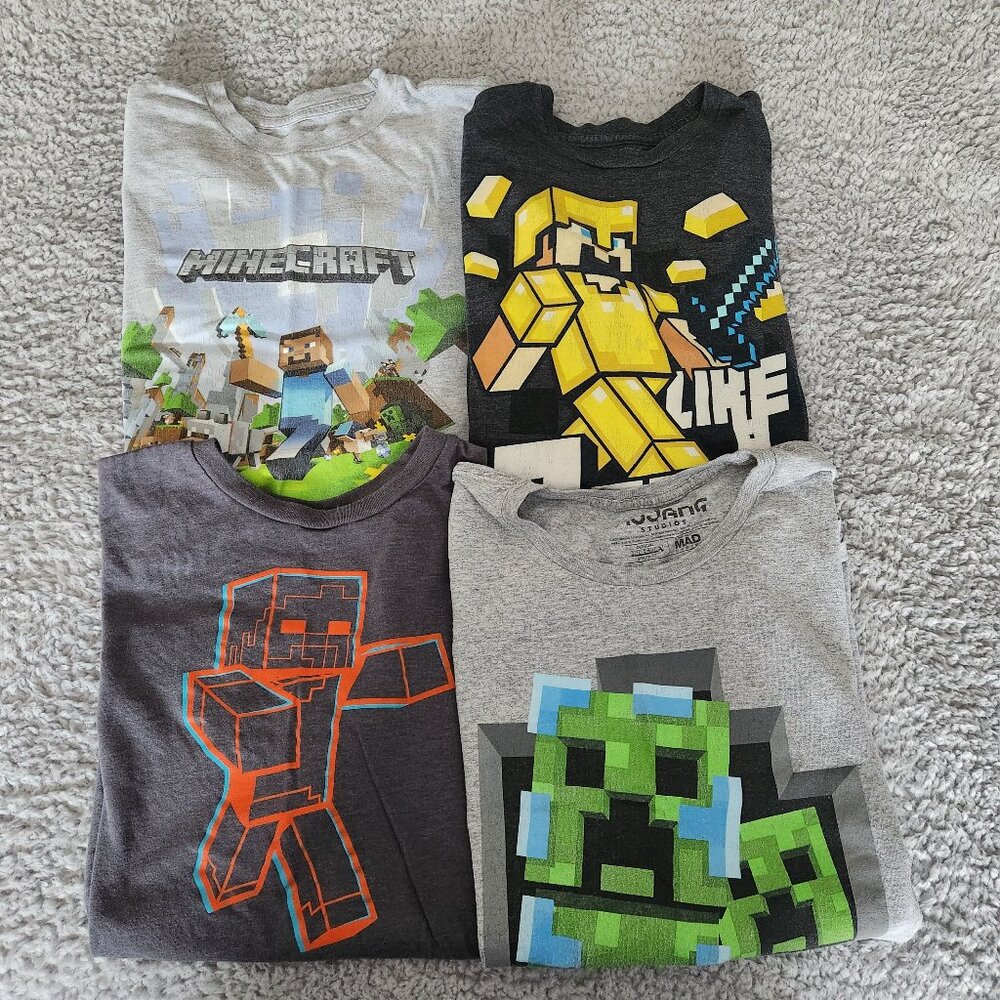 Boys L/XL Minecraft‎ Graphic Tee Bundle – Creeper, Steve & Mob Designs